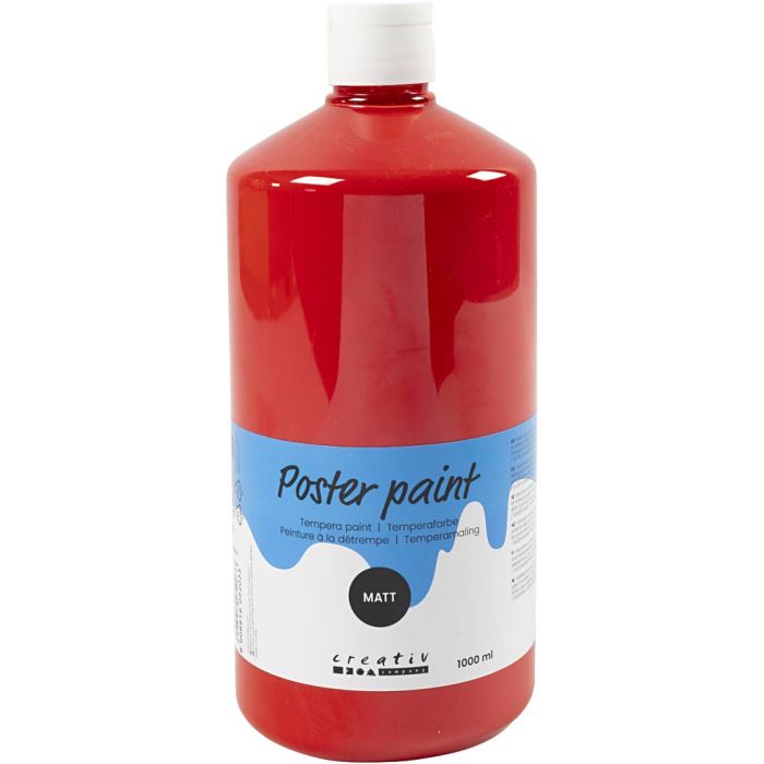 Poster paint Matte, red, 1000 ml/ 1 bottle