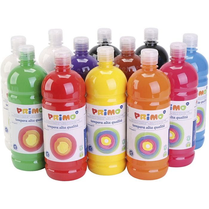 Tempera Paint Matte, matt, assorted colours, 12x1000 ml/ 1 pack
