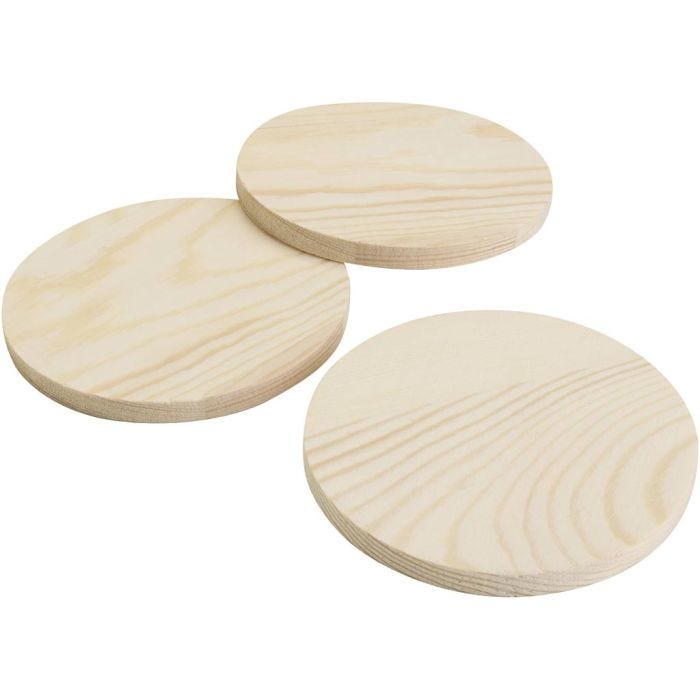 Wooden drink coasters, H: 8 mm, dia. 9 cm, 12x5 pc/ 1 pack