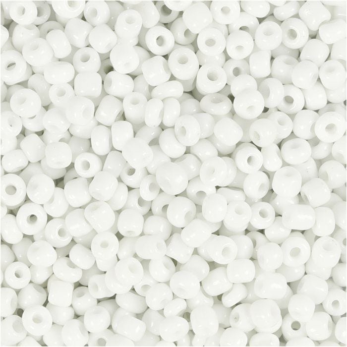 Rocaille Seed Beads, dia. 3 mm, size 8/0, hole size 0,6-1,0 mm, white, 25 g/ 1 pack