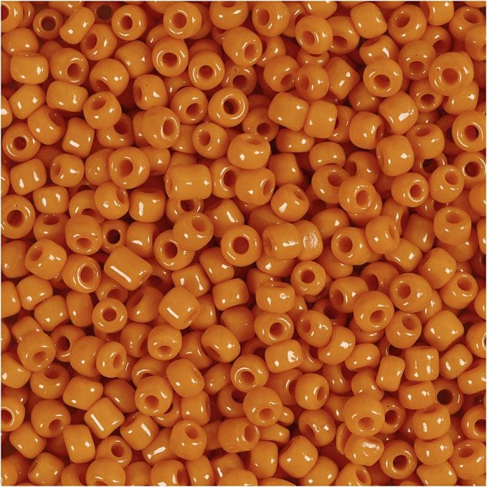 Rocaille Seed Beads, dia. 3 mm, size 8/0, hole size 0,6-1,0 mm, orange, 25 g/ 1 pack