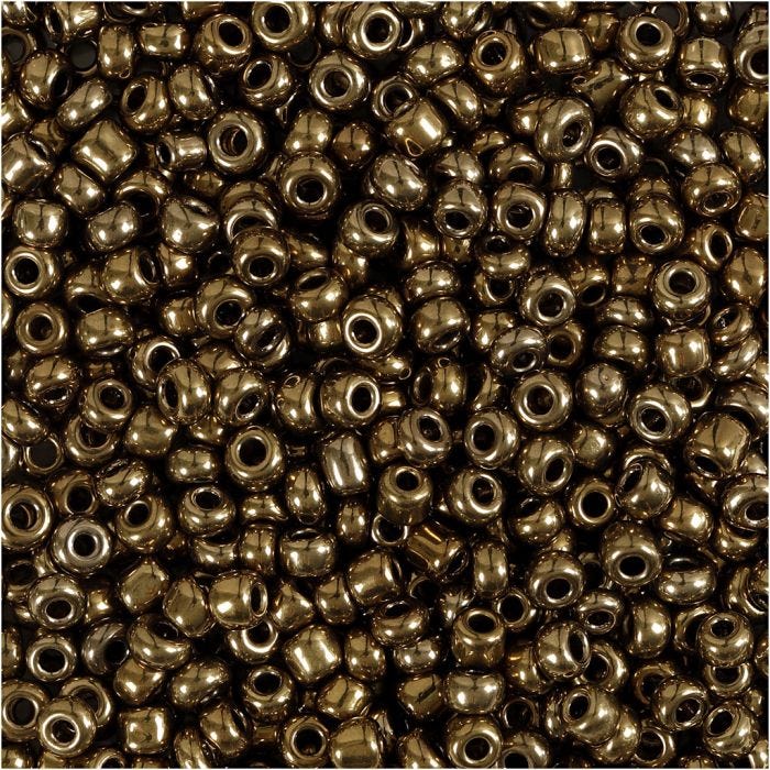Rocaille Seed Beads, dia. 3 mm, size 8/0, hole size 0,6-1,0 mm, bronze, 25 g/ 1 pack