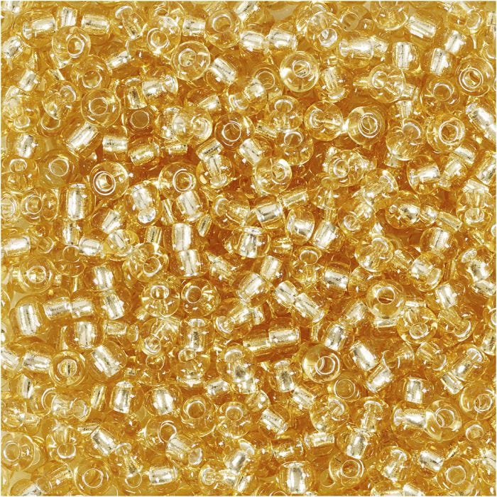 Rocaille Seed Beads, dia. 3 mm, size 8/0, hole size 0,6-1,0 mm, gold, 25 g/ 1 pack