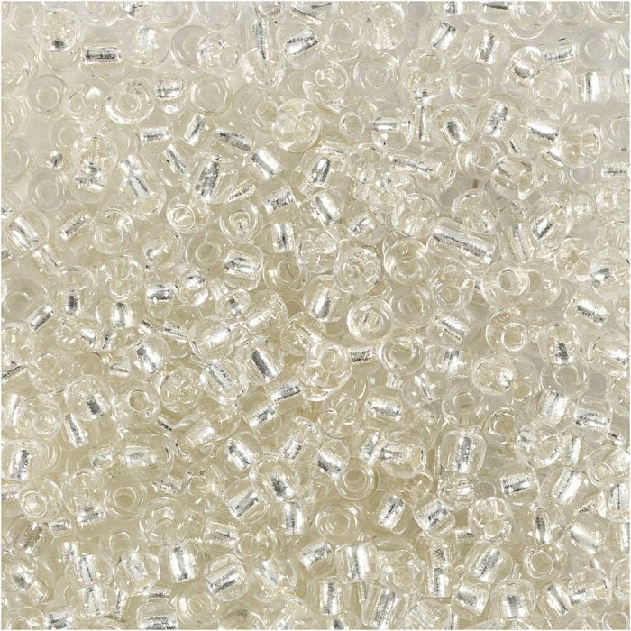 Rocaille Seed Beads, dia. 3 mm, size 8/0, hole size 0,6-1,0 mm, silver, 25 g/ 1 pack