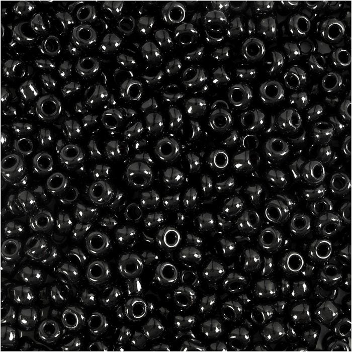 Rocaille Seed Beads, dia. 3 mm, size 8/0, hole size 0,6-1,0 mm, black, 500 g/ 1 pack