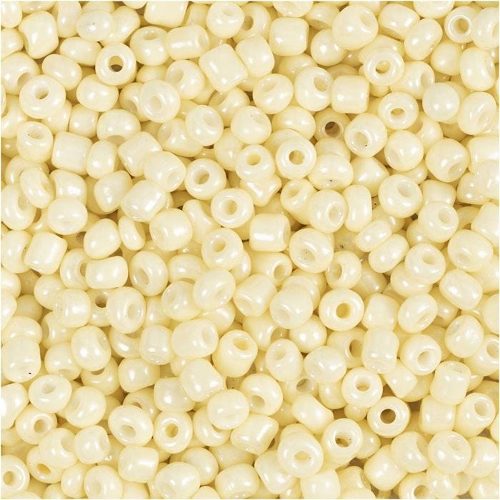 Rocaille Seed Beads, dia. 3 mm, size 8/0, hole size 0,6-1,0 mm, light yellow, 25 g/ 1 pack