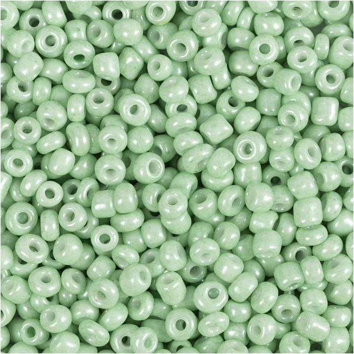 Rocaille Seed Beads, dia. 3 mm, size 8/0, hole size 0,6-1,0 mm, light green, 25 g/ 1 pack