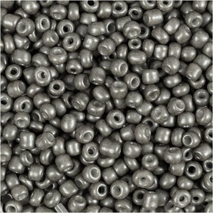Rocaille Seed Beads, dia. 3 mm, size 8/0, hole size 0,6-1,0 mm, grey, 25 g/ 1 pack