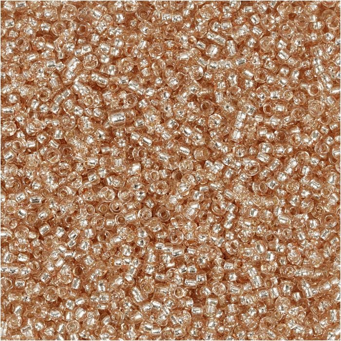Rocaille Seed Beads, dia. 1,7 mm, size 15/0, hole size 0,5-0,8 mm, peach, 25 g/ 1 pack