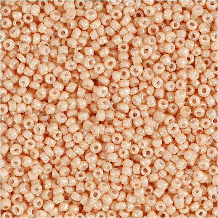 Rocaille Seed Beads, dia. 1,7 mm, size 15/0, hole size 0,5-0,8 mm, light peach, 25 g/ 1 pack