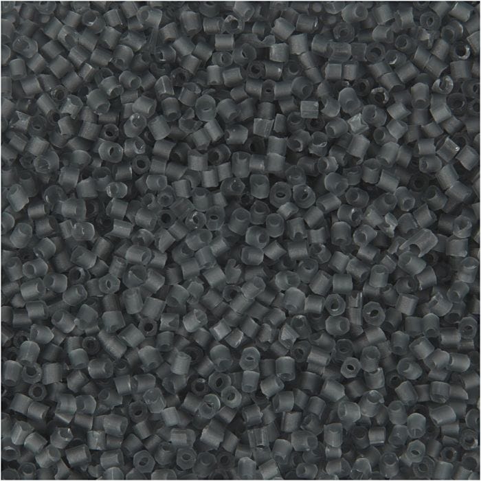 Rocaille Seed Beads 2-cut, dia. 1,7 mm, size 15/0, hole size 0,5 mm, transparent grey, 25 g/ 1 pack