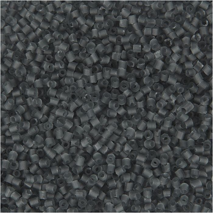 Rocaille Seed Beads 2-cut, dia. 1,7 mm, size 15/0 , hole size 0,5 mm, transparent grey, 25 g/ 1 pack