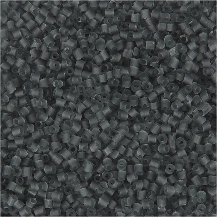 Rocaille Seed Beads 2-cut, 2-cut, dia. 1,7 mm, size 15/0, hole size 0,5 mm, transparent grey, 500 g/ 1 bag