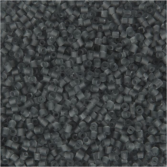 Rocaille Seed Beads 2-cut, 2-cut, dia. 1,7 mm, size 15/0 , hole size 0,5 mm, transparent grey, 500 g/ 1 bag