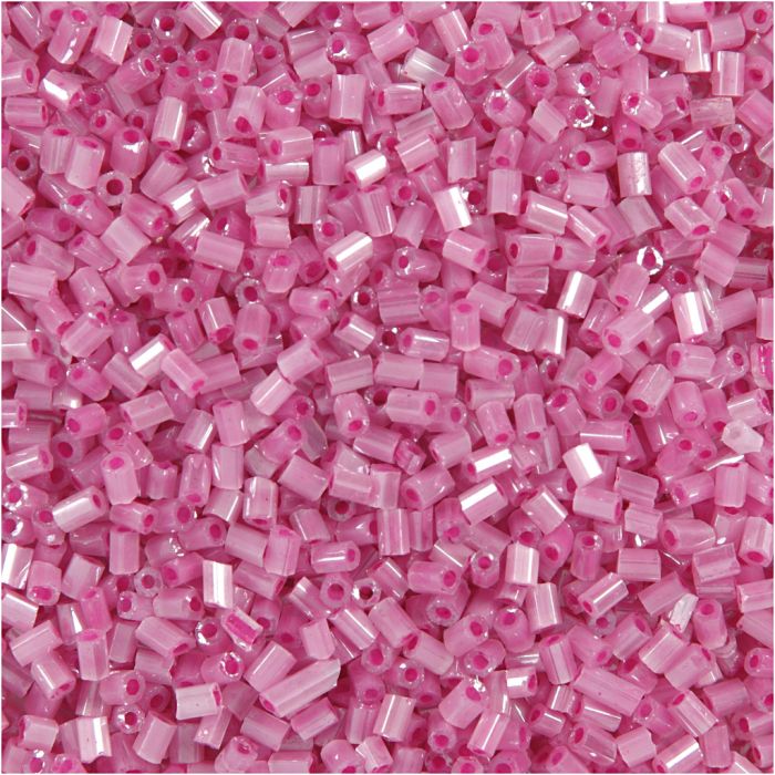 Seed Beads 2-cut, dia. 1,7 mm, size 15/0, hole size 0,5 mm, rose, 25 g/ 1 pack