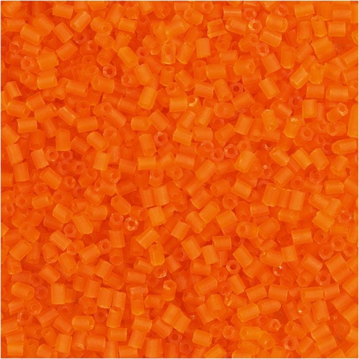 Rocaille Seed Beads 2-cut, dia. 1,7 mm, size 15/0, hole size 0,5 mm, transparent orange, 25 g/ 1 pack