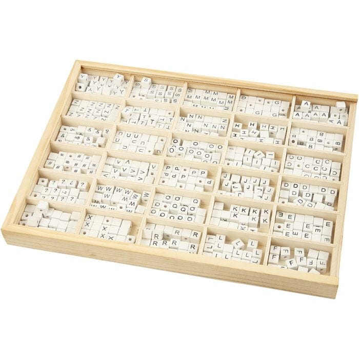 Letter Bead, A-Z, &amp;, #, ?, size 8x8 mm, hole size 3 mm, white, 750 asstd./ 1 pack