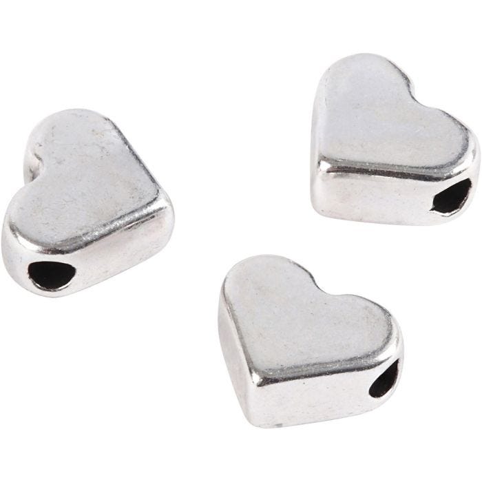 Spacer Bead, size 5,5x7 mm, hole size 1 mm, silver-plated, 3 pc/ 1 pack