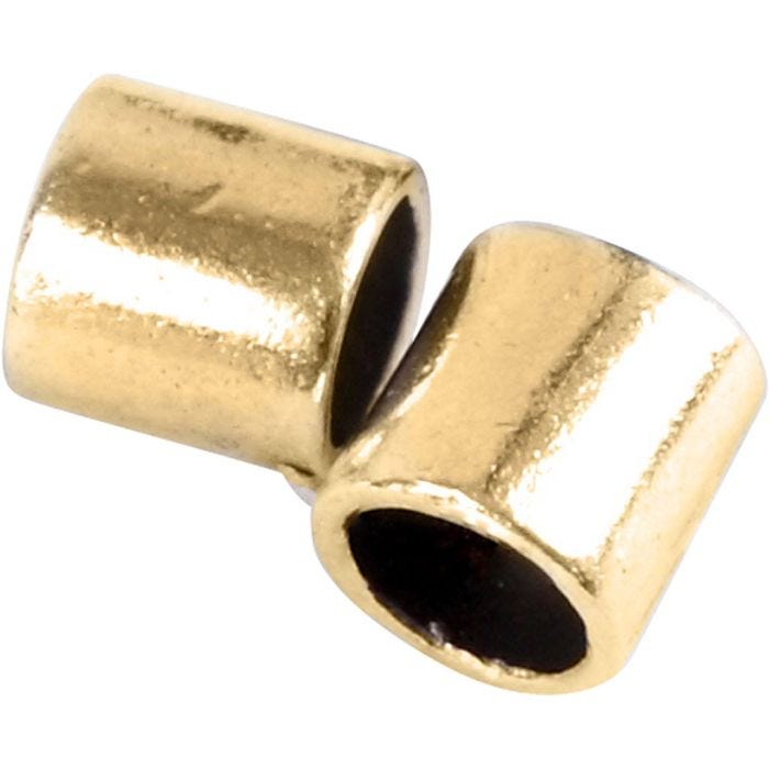 Crimpy Beads Tubes, size 2x2 mm, hole size 1,4 mm, gold-plated, 80 pc/ 1 pack