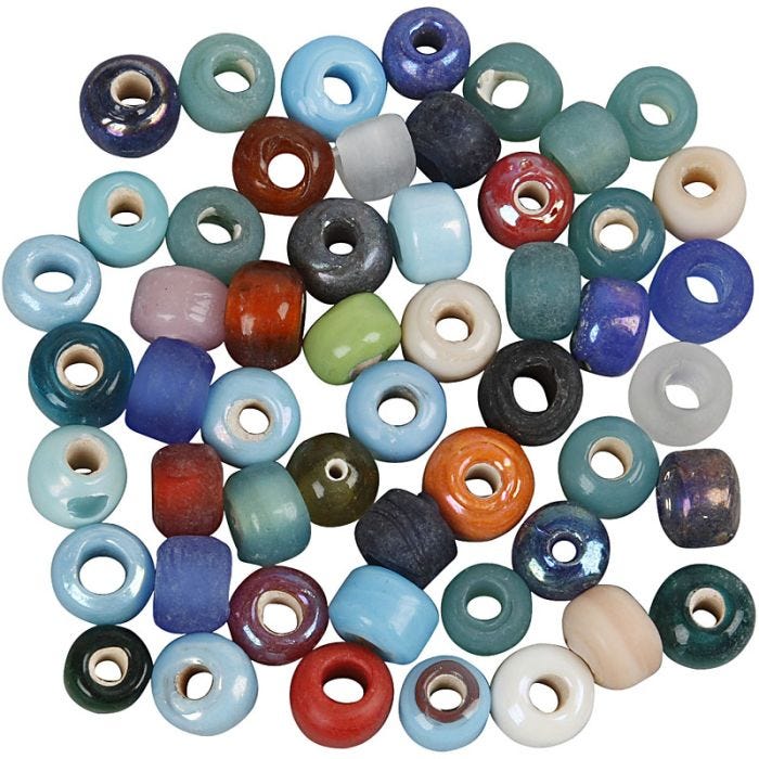Glass Beads, dia. 9 mm, hole size 2,5-3 mm, assorted colours, 500 g/ 1 pack
