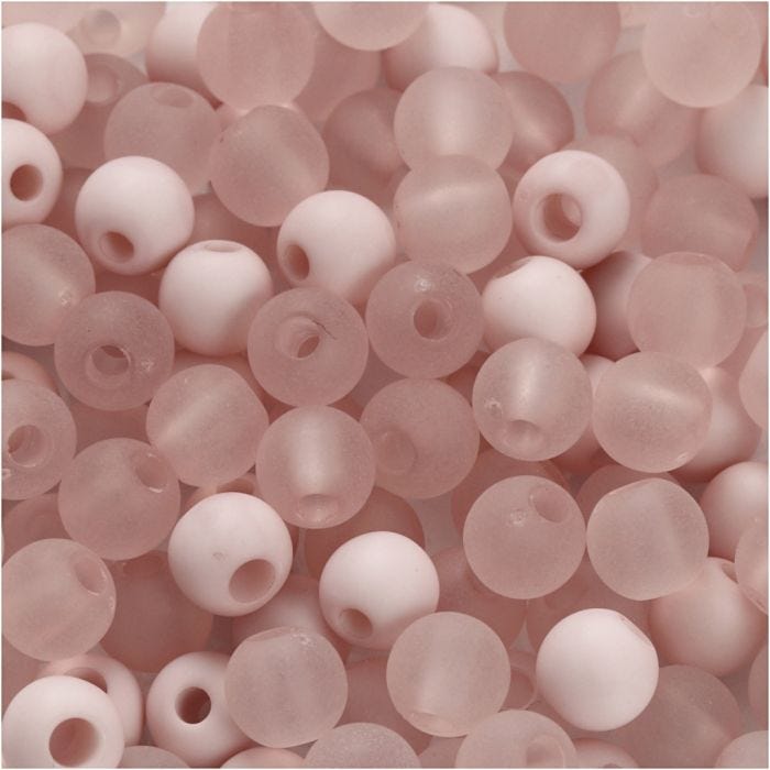 Plastic Beads, dia. 6 mm, hole size 2 mm, rose, 40 g/ 1 pack