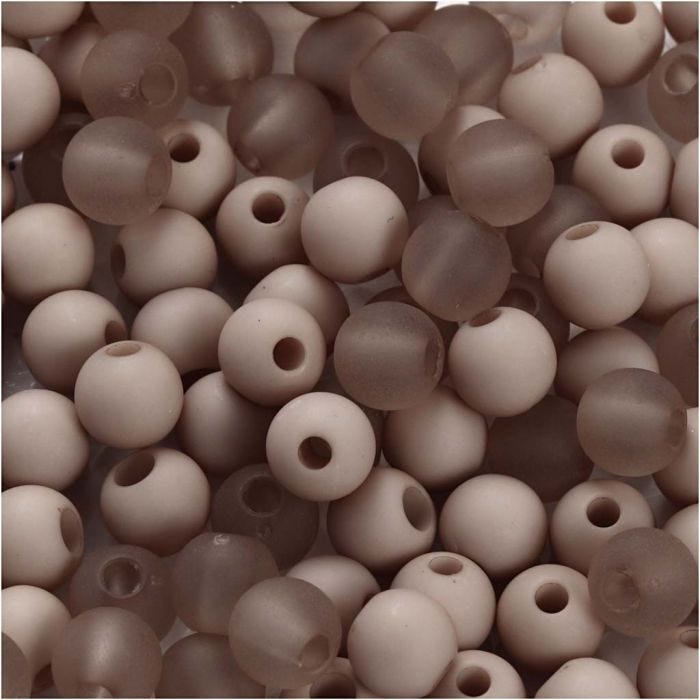Plastic Beads, dia. 6 mm, hole size 2 mm, light grey, 40 g/ 1 pack