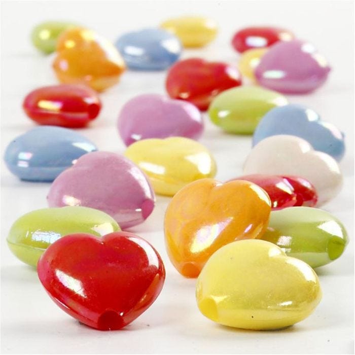 Heart Beads, size 25x15 mm, hole size 3 mm, 70 g, 125 ml/ 1 pack