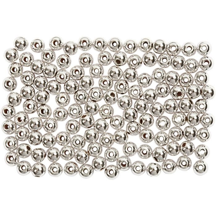 Wax Beads, dia. 3 mm, hole size 0,7 mm, silver, 150 pc/ 1 pack