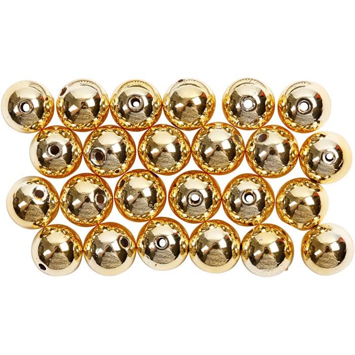 Wax Beads, dia. 8 mm, hole size 1 mm, gold, 50 pc/ 1 pack