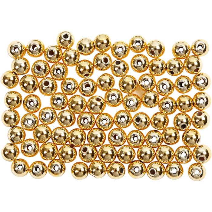 Wax Beads, dia. 4 mm, hole size 0,7 mm, gold, 150 pc/ 1 pack