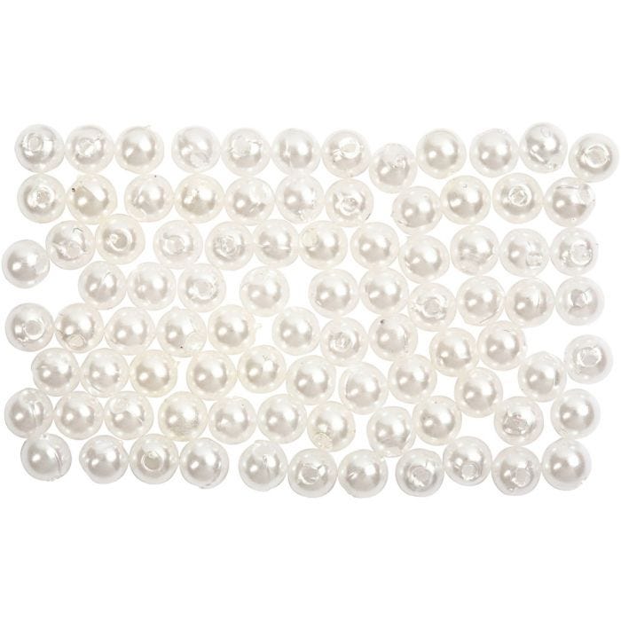 Wax Beads, dia. 4 mm, hole size 0,7 mm, mother-of-pearl, 150 pc/ 1 pack