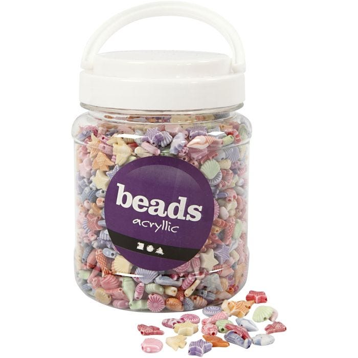 Pastel Beads, size 9-12 mm, hole size 1,2 mm, 500 g, 700 ml/ 1 tub