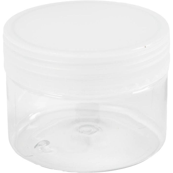 Plastic storage jars, H: 5 cm, dia. 6,5 cm, 110 ml, 10 pc/ 1 pack