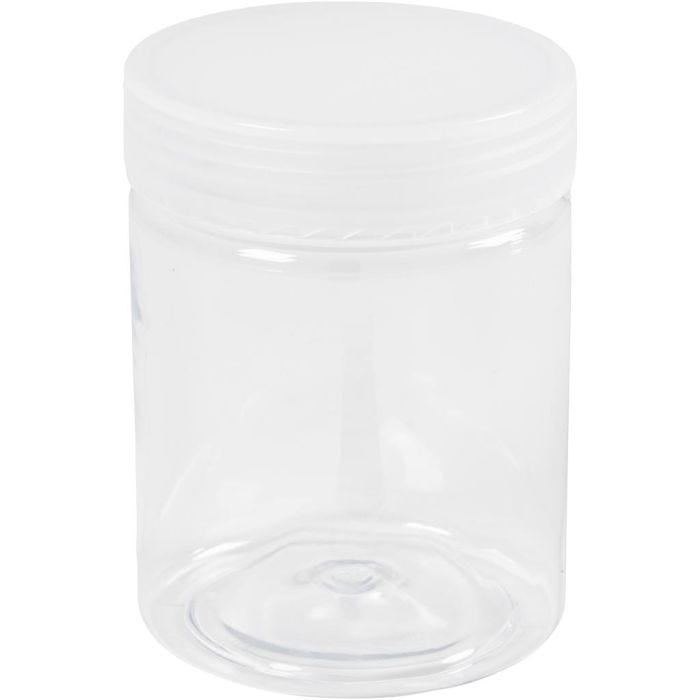 Plastic storage jars, H: 9 cm, dia. 6,5 cm, 250 ml, 10 pc/ 1 pack