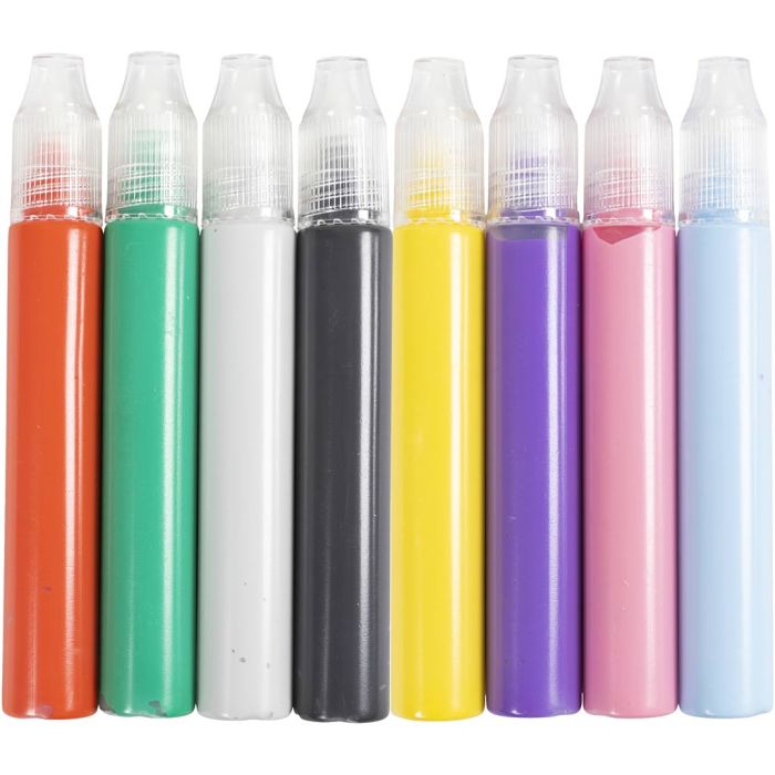 Candle pens, assorted colours, 8x30 ml/ 1 pack