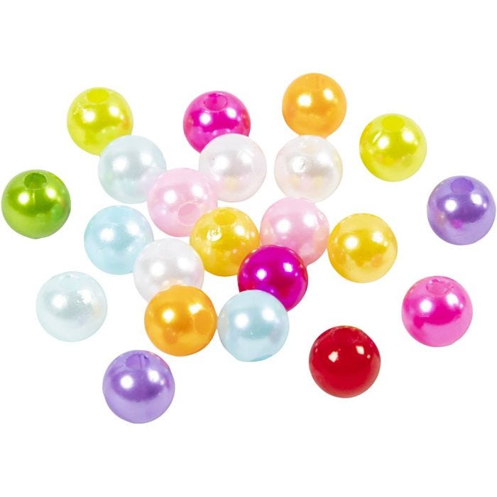 Wax beads, dia. 8 mm, hole size 1 mm, mother of pearl colours, 500 g/ 1 bag