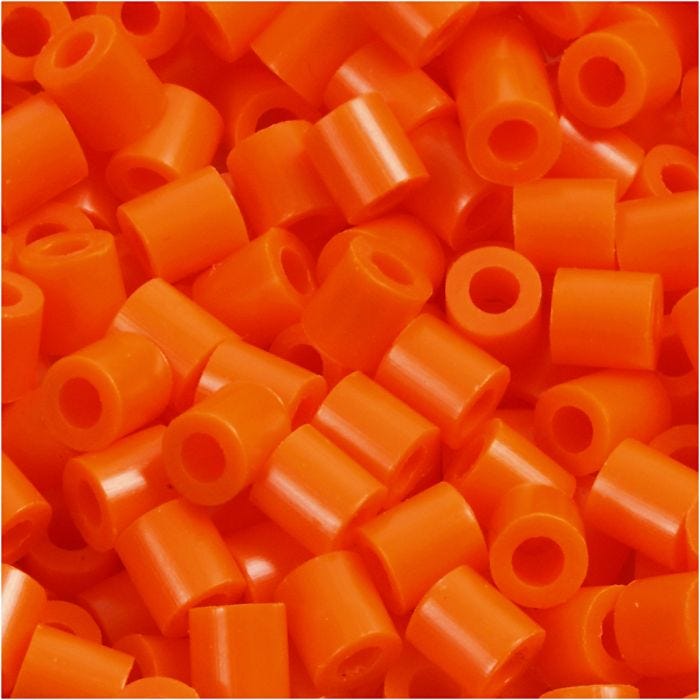 Fuse Beads, 5x5 mm, 2,5 mm, medium, clear orange (32233), 1100pc/ 1 pack