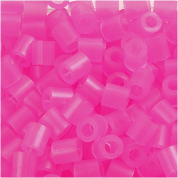 Fuse Beads, size 5x5 mm, hole size 2,5 mm, medium, rose neon (32257), 1100 pc/ 1 pack