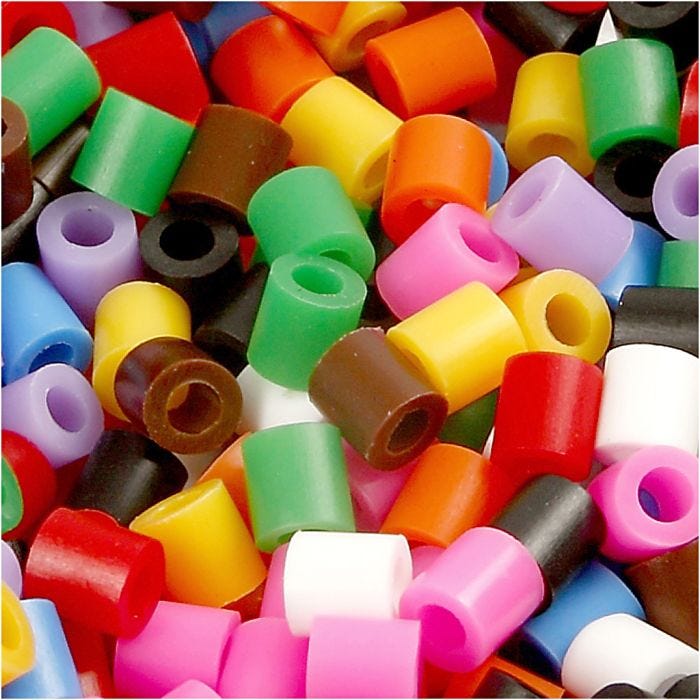 Fuse Beads, 5x5 mm, 2,5 mm, medium, standard colours, 30000asstd./ 1 pack