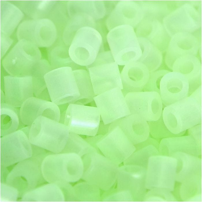 Fuse Beads, size 5x5 mm, hole size 2,5 mm, medium, luminous, 6000 asstd./ 1 pack