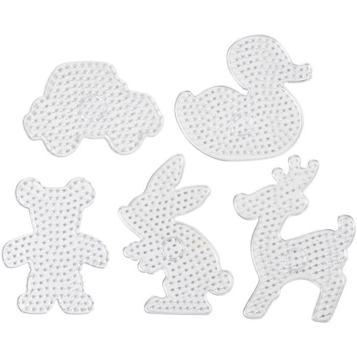 Peg Board, Teddy bear, car, deer, duck and rabbit, size 16x19,5-19x24 cm, JUMBO, clear, 5 pc/ 1 pack