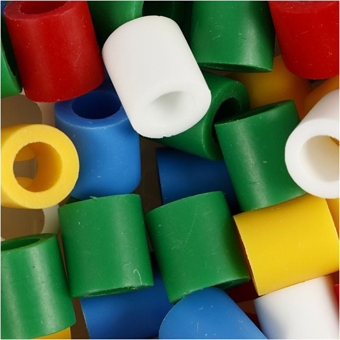 Fuse Beads, size 10x10 mm, hole size 5,5 mm, JUMBO, standard colours, 1000 asstd./ 1 pack