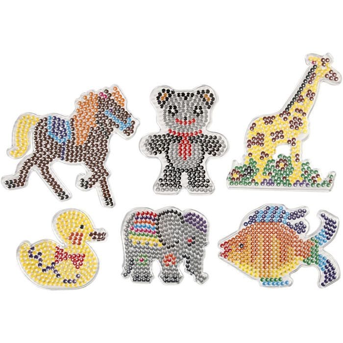 Peg Board, duck, elephant, giraffe, bear, horse and fish., size 10x11-13x16,5 cm, medium, 6pc/ 1 pack