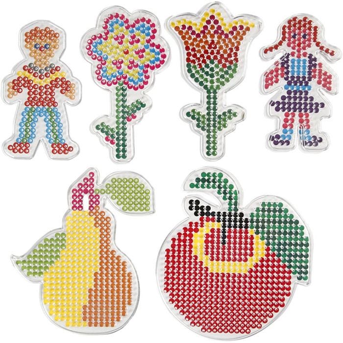 Peg Board, flowers, girl, boy, apple and pear, size 8,5x14-14x16 cm, medium, 6 pc/ 1 pack