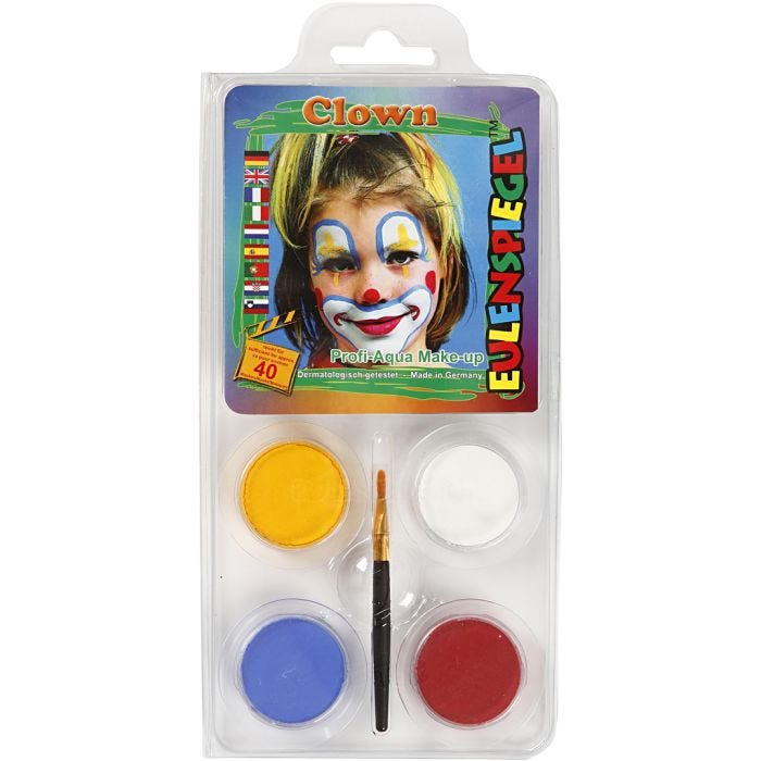 Eulenspiegel Face Paint - Motif Set, clown, assorted colours, 1 set