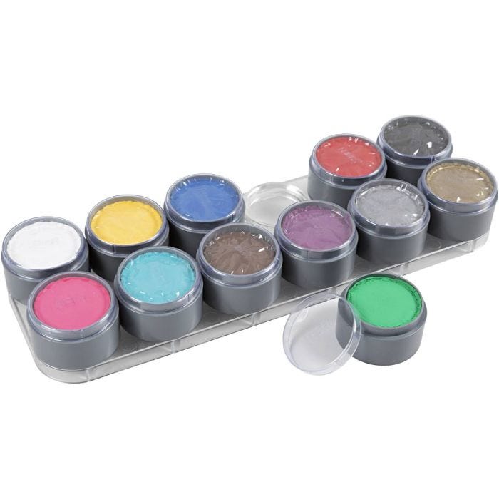 Water-based Face Paint Palette, assorted colours, 12x15ml/ 1 pc
