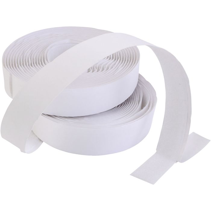 Velcro/Velcro tape, self-adhesive, thickness 2 cm, white, 25 m/ 1 pack