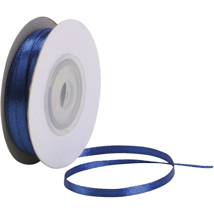 Satin Ribbon, W: 3 mm, royal blue, 30 m/ 1 roll
