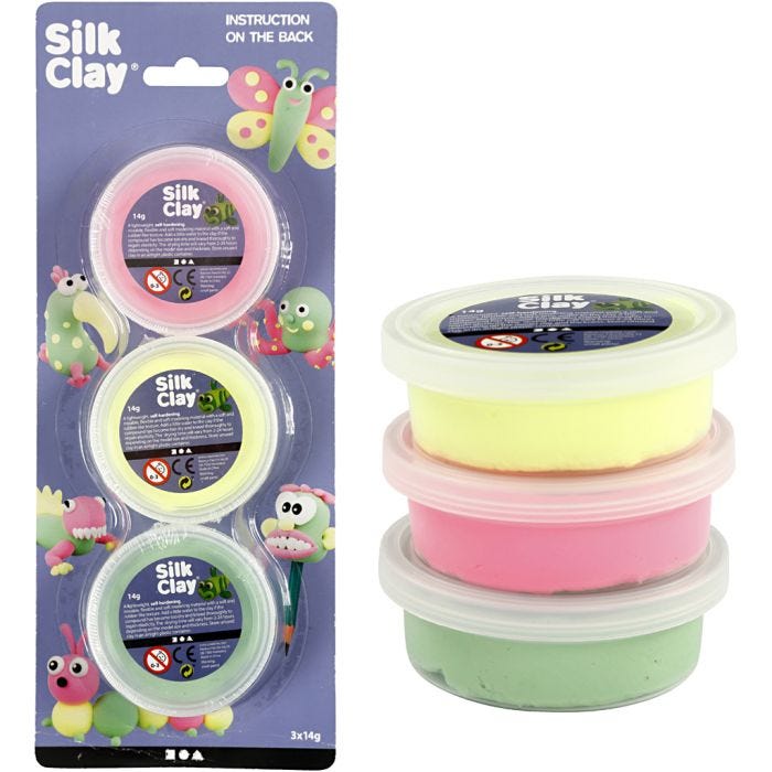 Silk Clay®, light green, neon pink, neon yellow, 3x14g/ 1 pack