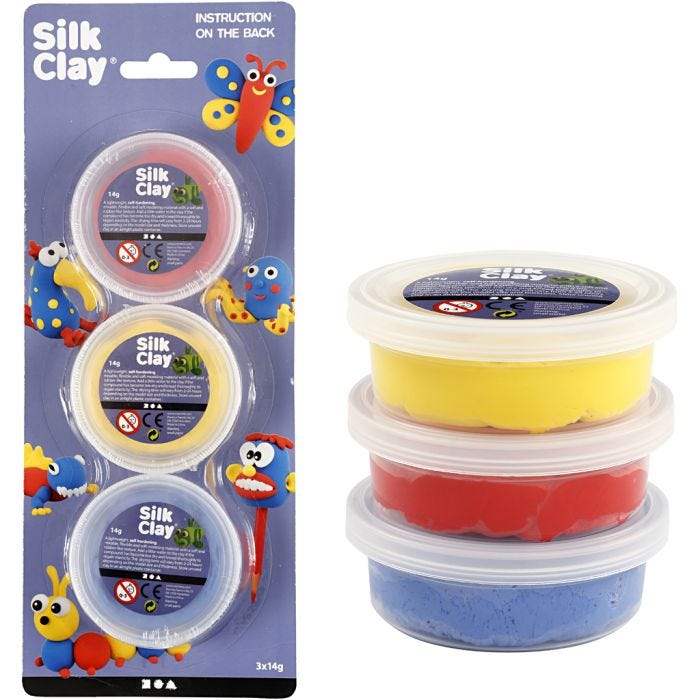 Silk Clay®, blue, red, yellow, 3x14 g/ 1 pack